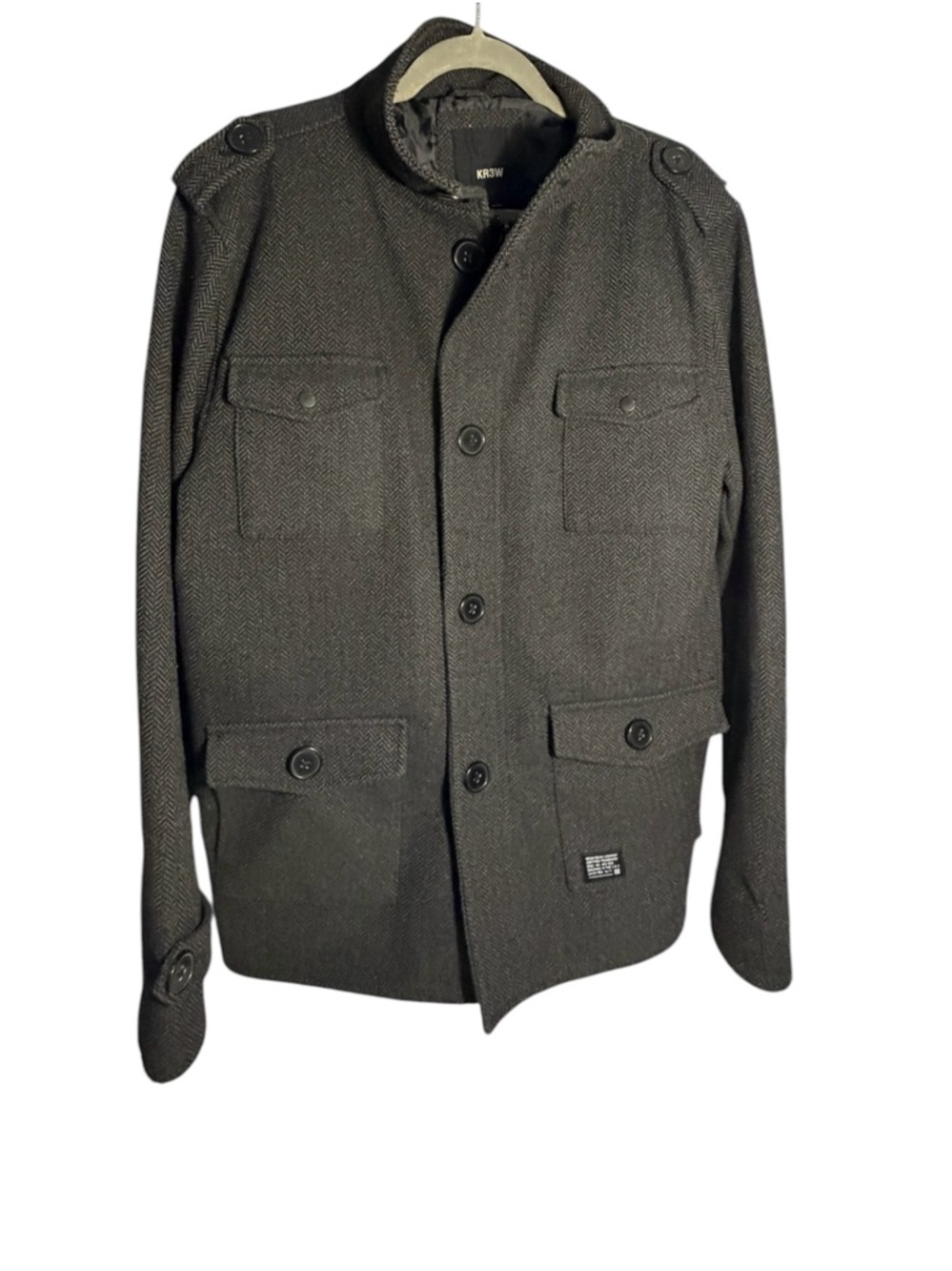 KR3W Men's Dark Gray Military Field Jacket Sz XL